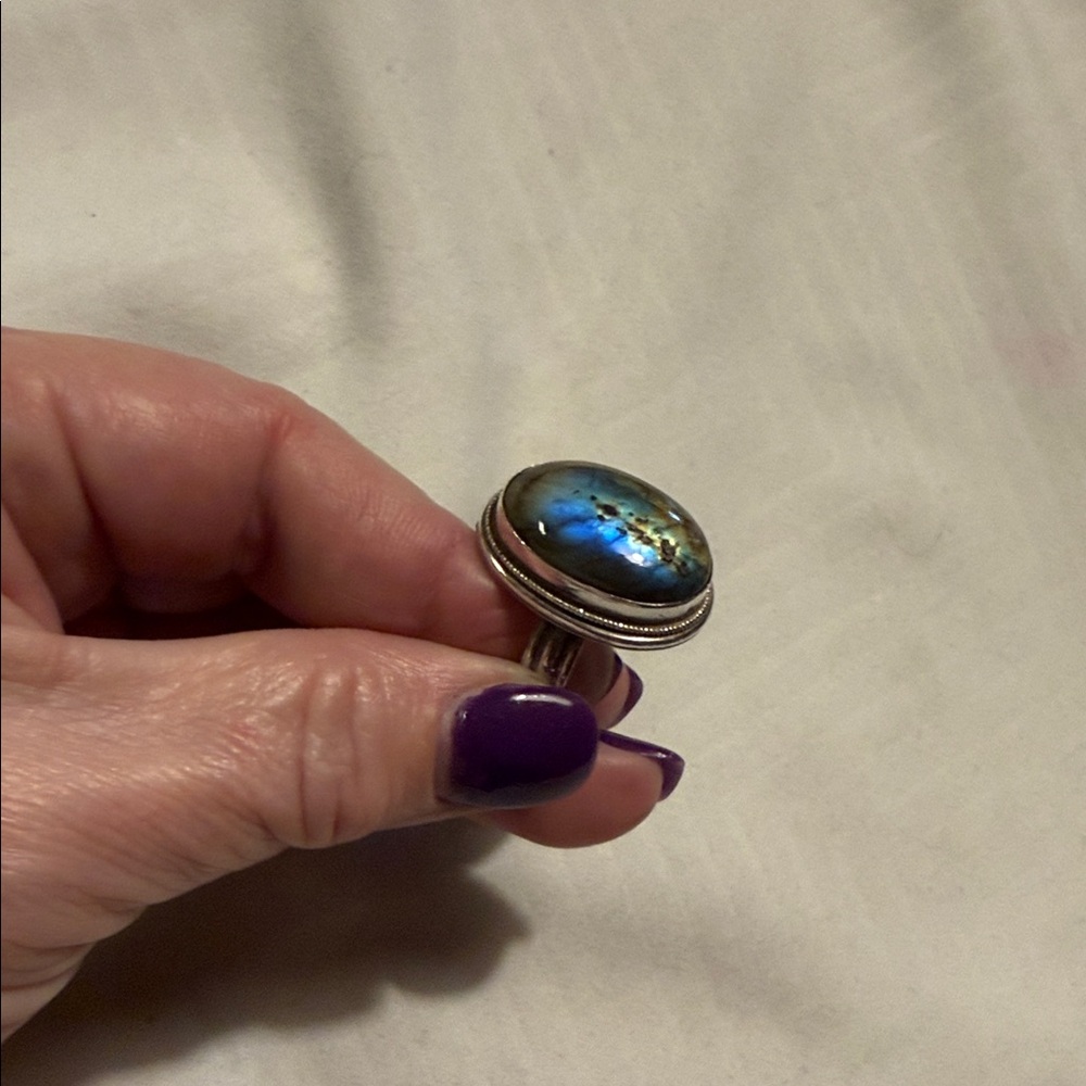 Sterling Silver Rainbow Moonstone Ring size 10.5